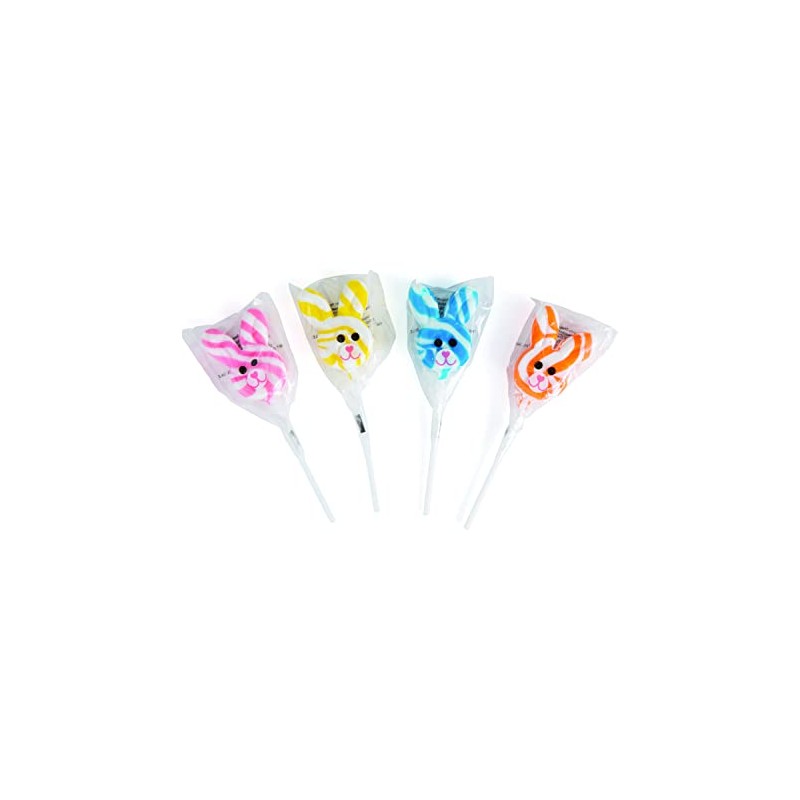 Fun Express Easter Bunny Shaped Swirl Lollipops Individually Wrapped -