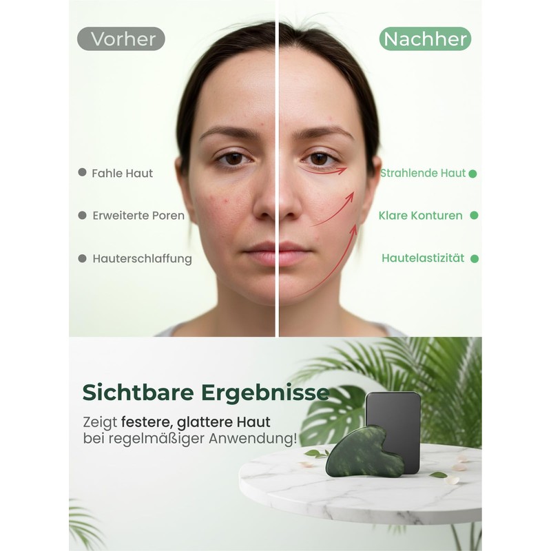 Jade Gua Sha Stein, Natürliche Jade Stein Guasha Werkzeug für
