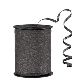Black Glitter Curling Ribbon for Crafts 500 Yards of Gift Wrapping Balloons Hair and Florist Iridescent Crimped and Thin Ribbon, 3/16" Gift Ribbon for Baby Shower, Christmas(1 Roll)