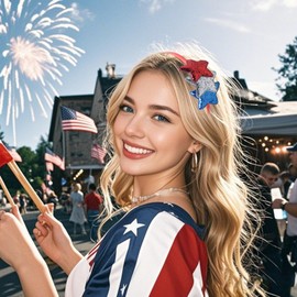 WRBAJIS 4th of July Stars Headband Glitter Independence Day Hair Bands Red White Blue Patriotic Hair Accessories for Women Girls Fourth of July Parade Party Supplies Gifts