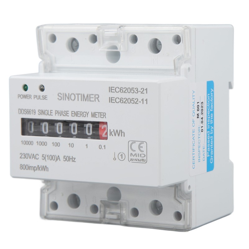 Electricity Watt Hour Meter Dual Color LED Indicator Rail Mount