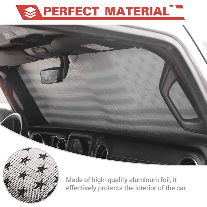 Windshield Sun Shade Compatible with Jeep Wrangler JL JLU &