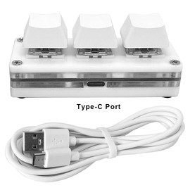 USB Mini 3-Key Macro Keyboard One-Handed Mechanical Gaming Keypad Multifunctional Programming Keys RGB Keypad for Windows Mac OSU HID Standard Keyboard, Red Switch, Hot Swap Switch w Type-C USB Cable