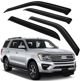 KFKGF 2PCS Rain Guards Side Window Visor Vent Outside Mount Window Deflector Dark Smoke 1997-2017 for Ford for Expedition 2006-2017 for Lincoln Navigator, Auto Ventshade [AVS] In-Channel Ventvisor