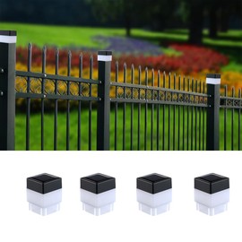 TERBBU Solar LED Fence Post Cap Light 2x2 Inch (5x5cm) - for Wrought Iron, Aluminum & Garden Fences, Waterproof Outdoor Solar Lights(White Light) (4)