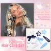 SAWINDA 36Pcs Navy Blue Mini Bow Hair Clips Star Snap