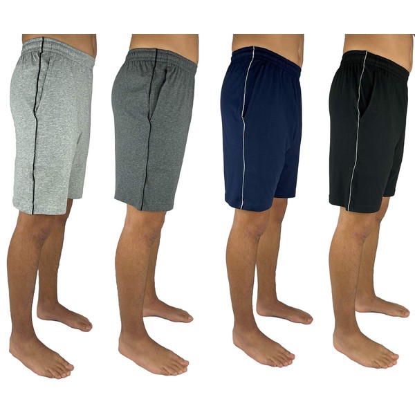 GIVEITPRO 4 Saver Pack-100% Cotton Jersey Knit Active Loungewear Shorts