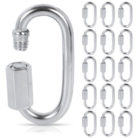 QTLCOHD 16 Pack M4 5/32 Inch Quick Link Chain Connector, 304 Stainless Steel Small Locking Carabiner Clips, Heavy Duty D Shape Chain Link for Connecting Hammock，Swing, Shade Sail, 400LB