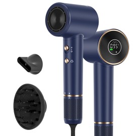 Hair Dryer, 110, 000 RPM Air-Sonic Blow Dryer with High-Speed Brushless Motor, Cool Care Dry Display & 200 Million Negative Ionic, PARWIN PRO BEAUTY 1875W Hairdryer for Home Travel,Prussian Blue