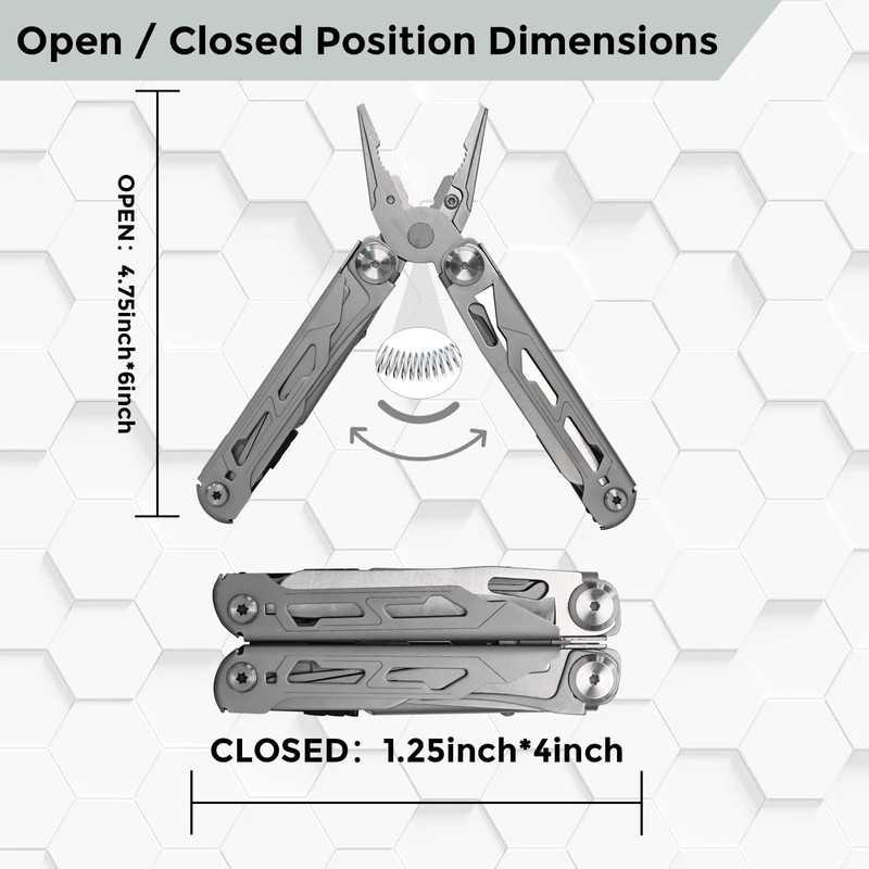 Multitool with Pocket Knife, 25-in-1 Stainless Steel Pliers and Screwdriver,