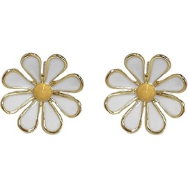 Dainty Daisy Flower Earrings for Women Girls Cute Sun Flower Fashion Earrings (White, One Size)