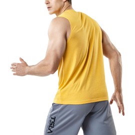 TSLA Men's Sleeveless Running Tank Top, Performance Athletic Muscle Shirts, Dry Fit Workout Gym Tank Tops, Dyna Cotton 1piece Yellow, XX-Large