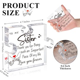 DIGIELE Sister Birthday Gift Ideas, Big or Little Sister Gifts from Sister or Brother, Unique Sister Christmas, Thanksgiving, Wedding Present, Acrylic Puzzle-Shaped Plaque Gift for Desk Decorations