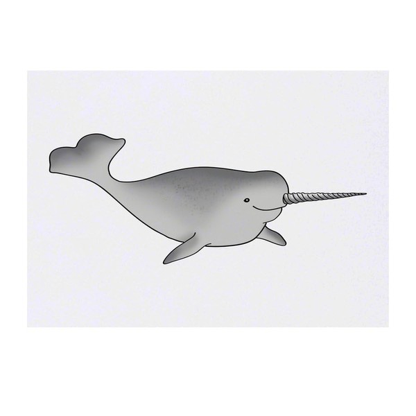 Large 'Cute Smiling Narwhal' Temporary Tattoo (TO00073009)