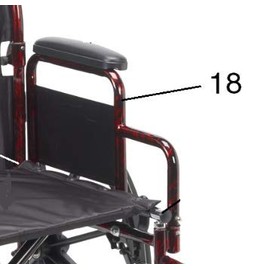 Drive Replacement Parts (Each Part Sold Seperately) Rebel Wheelchair RTLREB18-18. Red Desk Arm Frame - Left