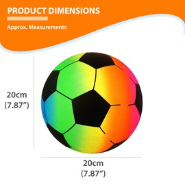 Rainbow Football - 20cm Neon Beach Ball Ideal for Family Games, Kids Garden Toy, Easy to Inflate, Outdoor Fun for Boys and Girls, Lightweight Playground Ball