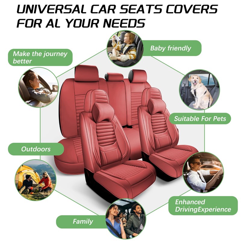 GEEYONTEK Car Seat Cover Front Set, Front and Rear 2