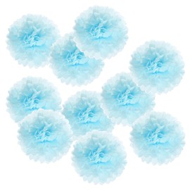 PATIKIL 6" Tissue Pom Poms Flowers, 10 Pack Paper Flower Ball for Wedding Bridal Shower Birthday Bachelorette Party Backdrop Decoration, Light Blue