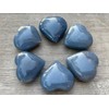 GAF TREASURES Angelite Gemstone Hearts, Polished Angelite Puffy Hearts, Angelite Crystal Palm Stone, Angelite Healing Crystal Hearts (1 Heart)