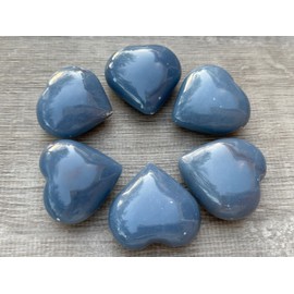GAF TREASURES Angelite Gemstone Hearts, Polished Angelite Puffy Hearts, Angelite Crystal Palm Stone, Angelite Healing Crystal Hearts (1 Heart)
