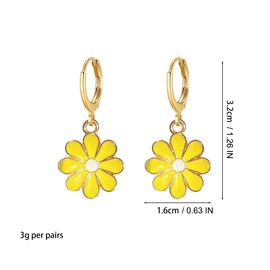 Daisy Huggie Hoop Earrings for Women Flower Dangle Drop Earrings Hypoallergenic Cute Sunflower Jewelry Gifts White Hot Pink Yellow Black Blue