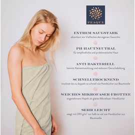 PEAQUE Microfibre Towel with Terry Cloth Structure - Set of 1 & 2, Antibacterial, Absorbent, Quick-Drying, Lightweight XXL, Sports Towel, Travel Towel, Sauna Towel (Light Grey, 100 x 200 cm)