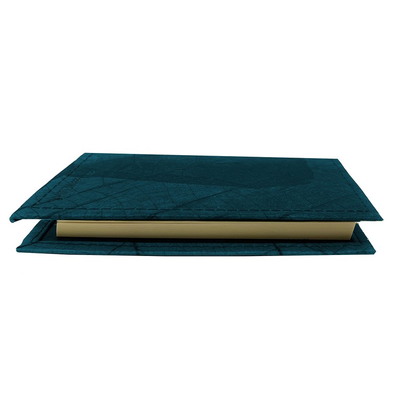 NELUHA Notebook A5 Blank Refillable Teak Leaves Vegan Sustainable Leather