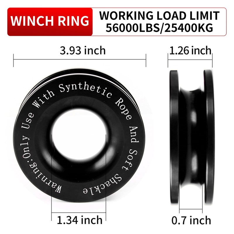 BCJCLTS Synthetic Soft Shackle & Winch Recovery Ring Kit, 1/2''
