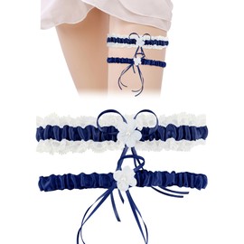 Wedding Garter, Garters for Brides, Garter for Wedding, Garter White, 33 cm Wedding Garter for Bride, Bridal Lace Pearl Wedding Garters Set, Elegant Garter for Wedding, navy