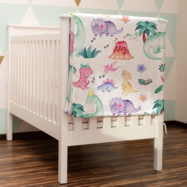 HawSkgFub Dinosaur Baby Blanket for Girls Gift Pink Purple, Tropical Dino Lover Flannel Fleece Nursery Bed Swaddle Receiving Blankets, Soft Lightweight Newborn Toddler Infant Crib kids Bedding 40 x 50