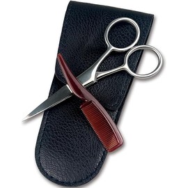 Mustache Grooming Set - Precision Mustache Scissors and Comb Kit for Men - Ideal for Travel, Includes Facial Hair Trimming Scissors and Moustache Comb