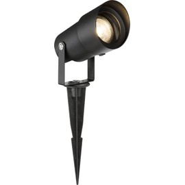 Knightsbridge Round Exterior Decorative GU10 Garden Spike Light, Black