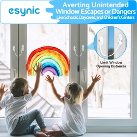 eSynic 8 Pack Solid Window Locks Child Safety Zinc Alloy&Stainless Steel Window Restrictors for Upvc Prevent Thieves Window Safety Locks Screw Mounting Window Safety Restrictors for Baby Home Safety