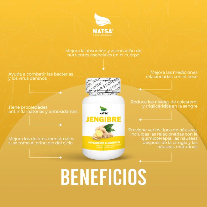 Jengibre 100 Cápsulas Días Antioxidante Antiinflamatorio Regula Peso Estabiliza Tus