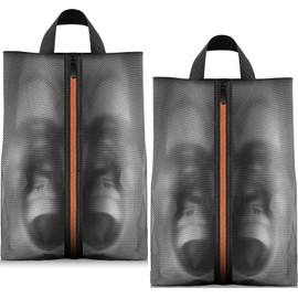 Aofmee Shoe Bags for Travel, 2 Pack Shoe Storage Bags, Water Resistant TPU Mesh Shoe Pouch with Zipper and Handle, Organizer Shoe Bag for Man and Women, (16in x 9in)