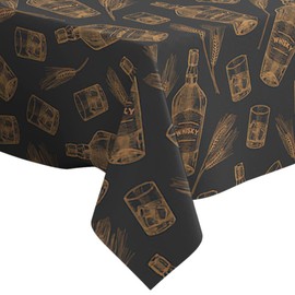 Xtremepads Whisky Pattern Pattern - Rectangle Oblong Linen Tablecloth, 60” x 90” inches Washable Decorative Table Cloth