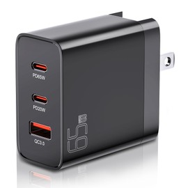 65W PD Rapid Charger type-c (Ultra Lightweight, Ultra Small, Three Simultaneous Devices), Foldable, Safe, Low Temperature, GaN Technology, 3 Ports, Mobile Charger, For Business Trips, PD3.0, QC3.0