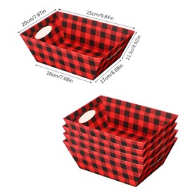 RoxNvm Hamper Baskets for Gifts Empty, 4 Gift Basket Hamper Kit with Cellophane Bags Pull Bows,Plaid Carton Gift Baskets Empty,Large Gift Box,Create Your Own Gift Hamper Basket for Christmas Wedding
