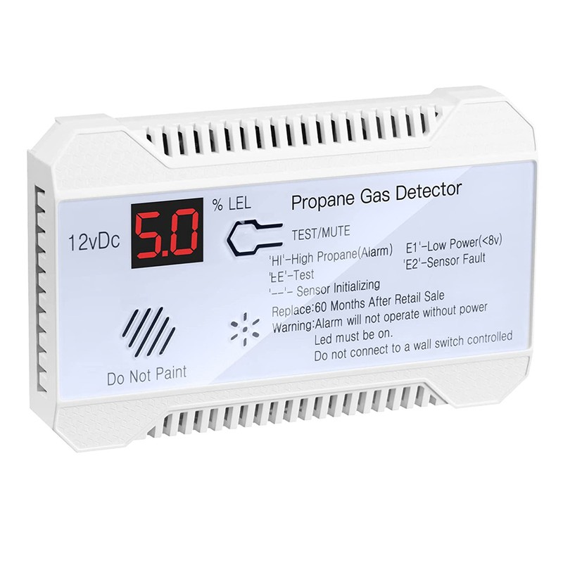 RV Propane Gas Detector 85dB Loud Alarm DC 12V, Mini
