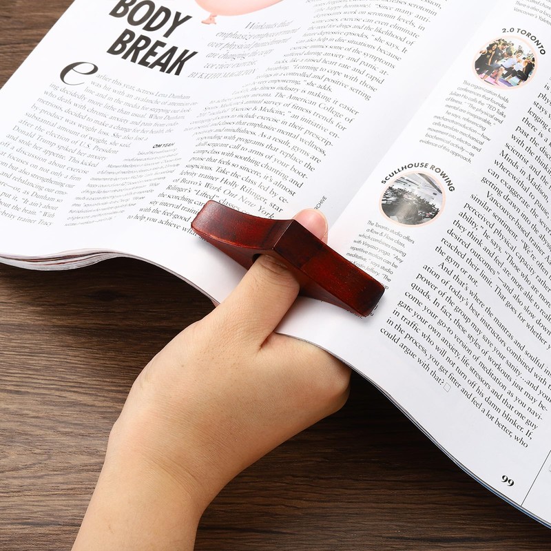 PATIKIL 25mm Thumb Book Page Holder Handmade Wooden Bookmark Book
