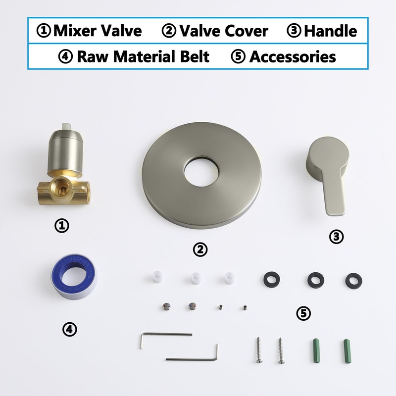 DOLGABA Shower Valve Handle Single Function Shower Mixer Valve Kit