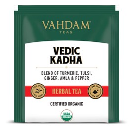 VAHDAM, Vedic Kadha Herbal Tea- 100 Tea Bags | Real Ingredients (Turmeric, Black Pepper, Amla, Tulsi, Ginger & Spices)