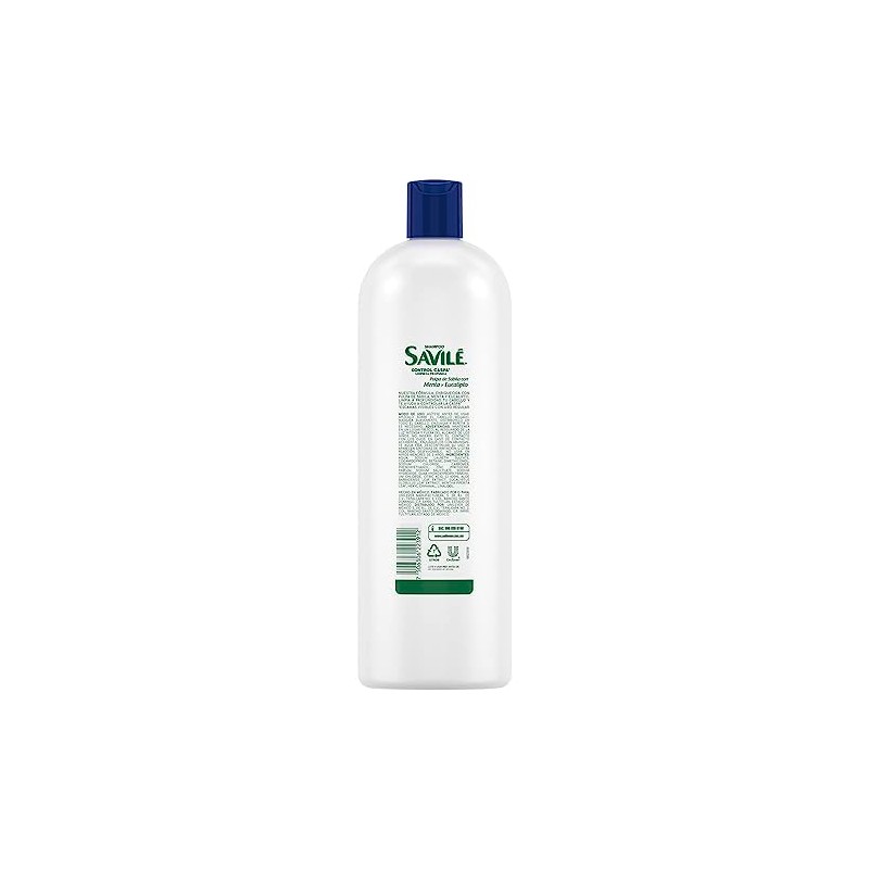 Savilé Shampoo Menta y Eucalipto, Blanco, 1000 ml