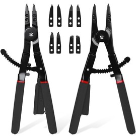 Inchoco Snap Ring Pliers Set Heavy Duty - 2 PCS Large Heavy Duty Snap Ring Circlip Pliers ，16" Internal External Circlip Pliers Set with 45° 90° Tips