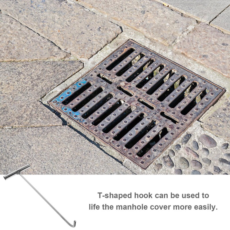 Ciieeo Heavy-Duty Stainless Steel Manhole Cover Hook Shape Lift Tool