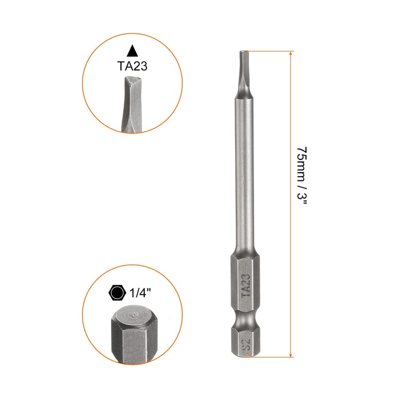 sourcing map 5pcs Magnetic Triangle Screwdriver Bit TA23 1/4" Hex