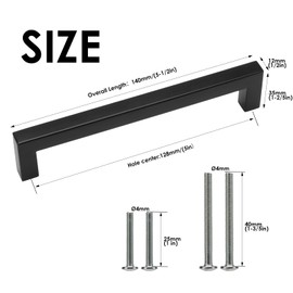 HauSun Pack of 10 Furniture Handles, 128 mm, Black Kitchen Handles, Stainless Steel Cabinet Handles with Screws, Door Handles, Furniture Handle, Kitchen Handle, Cabinet Handles for Drawer, Cabinet,