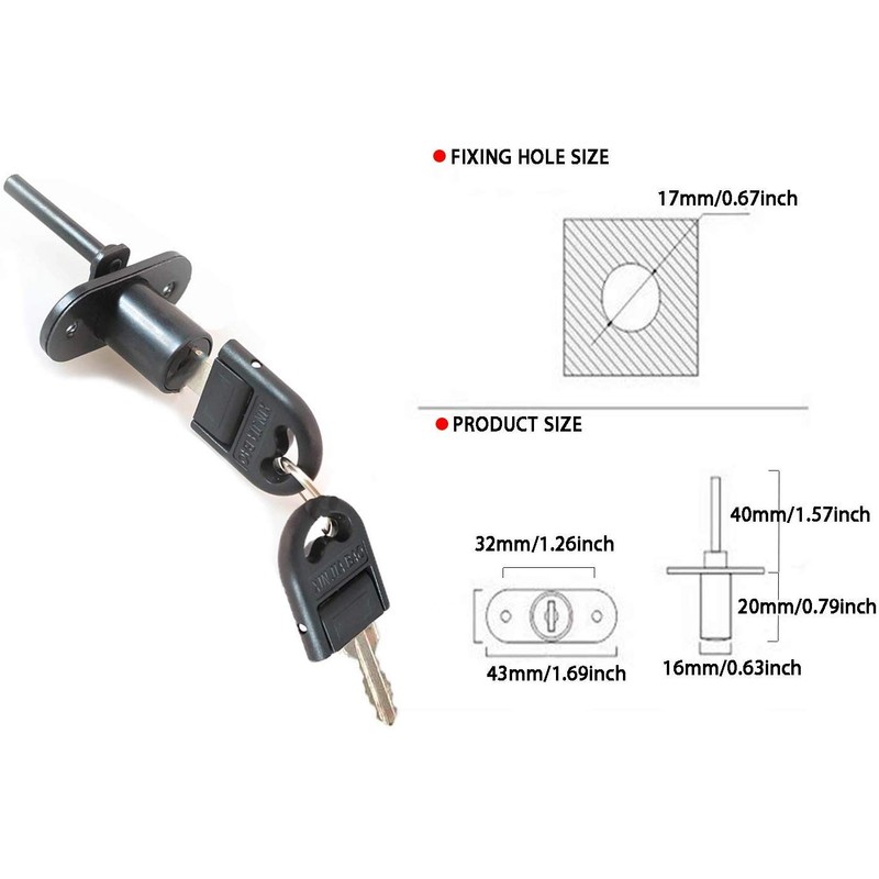 HOWDIA 4 Pcs - Zinc Alloy Drawer Lock Desk Wardrobe