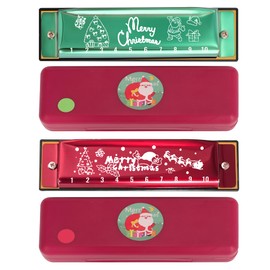 Conjurer Blues Harmonica in C Major, Beginners & Children, Blues Harp C, 10-Hole Diatonic Harmonica Instrument Muntamonica with High-Quality Brass Reeds and Excellent Sound, Red and Green