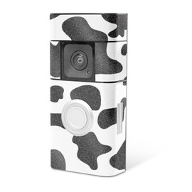 MightySkins Glossy Glitter Skin Compatible with Ring Video Doorbell Plus - Cow Print | Protective, Durable High-Gloss Glitter Finish | Easy to Apply, Remove, and Change Styles